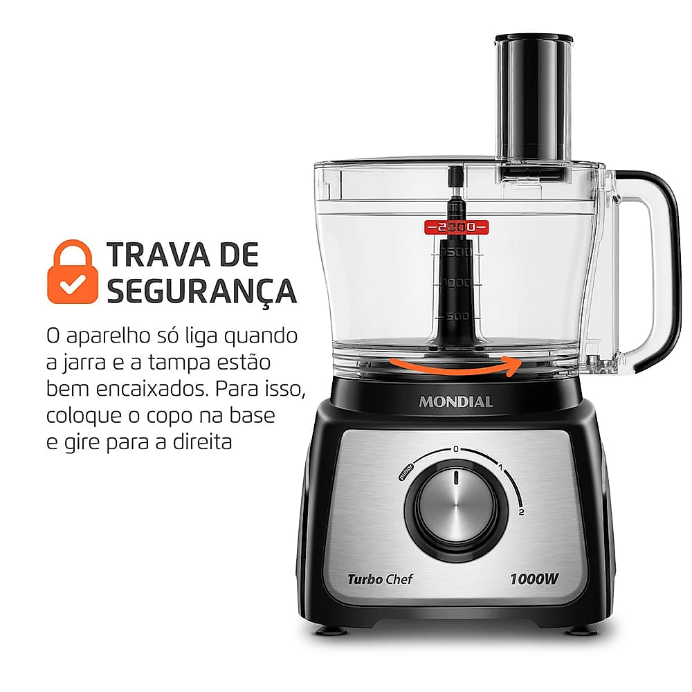 Multiprocessador Turbo Chef 3 em 1 Mondial Preto 1000W- MPN-02-BE 110V