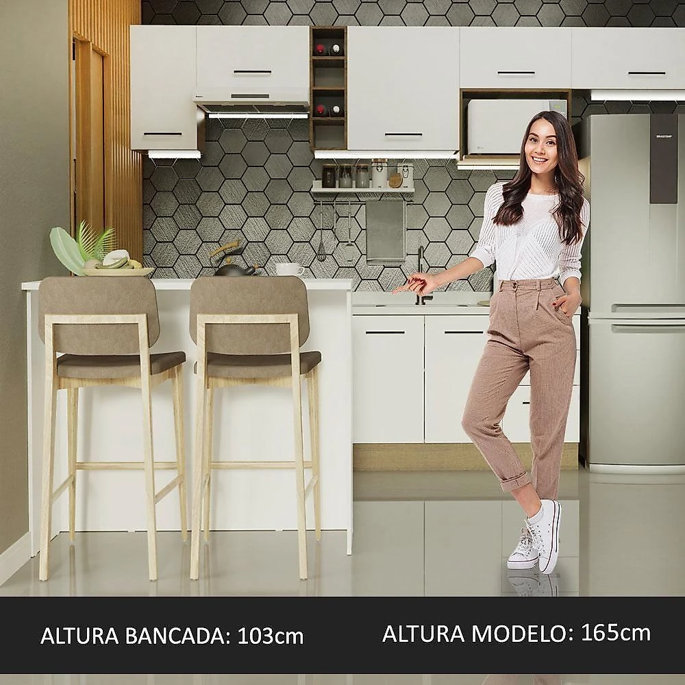 Bancada Ilha Para Cozinha 120 Cm Branco Madesa Branco
