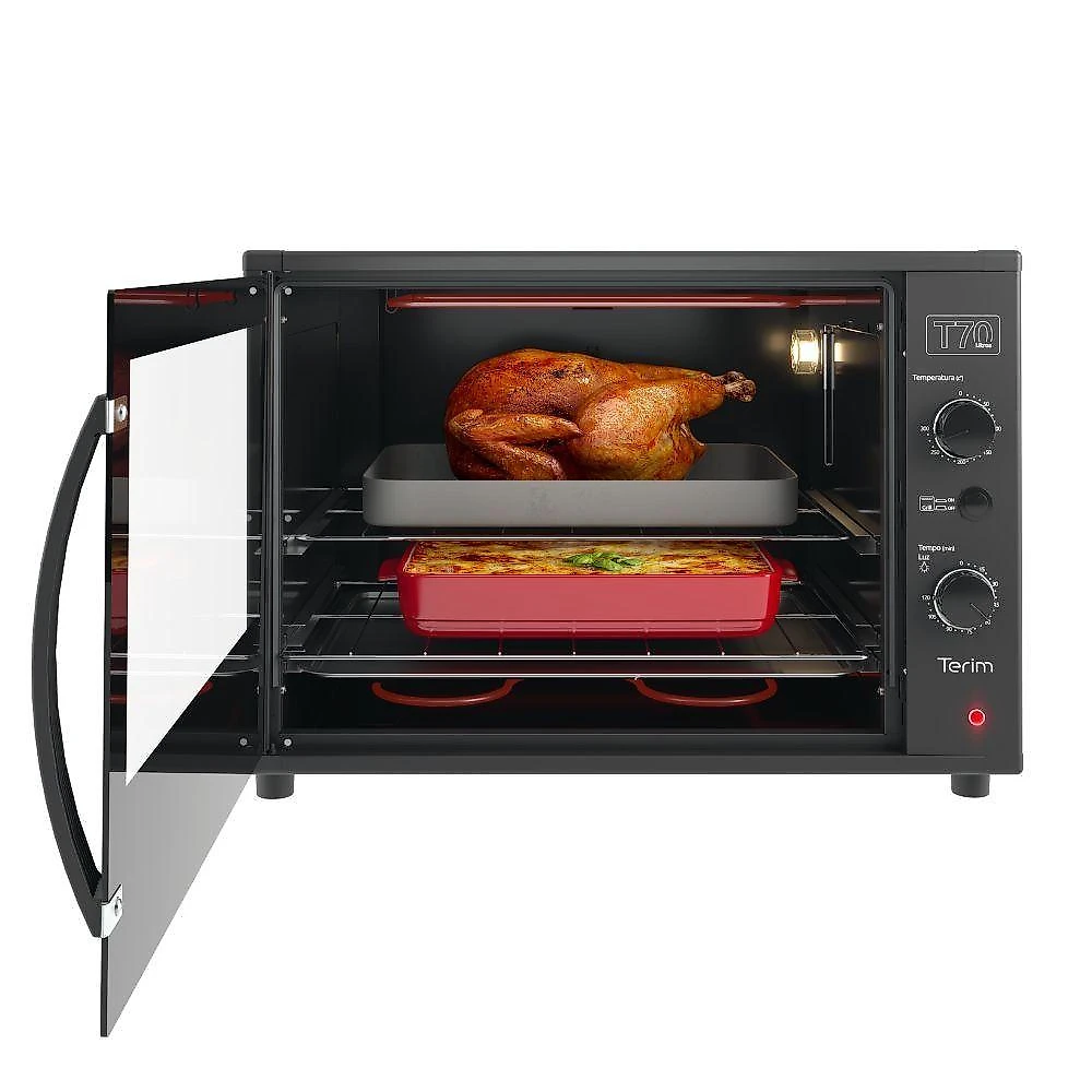 Forno Elétrico de Bancada Terim TOP 70 Black 70L 1750W com Luz Interna Preto 110V
