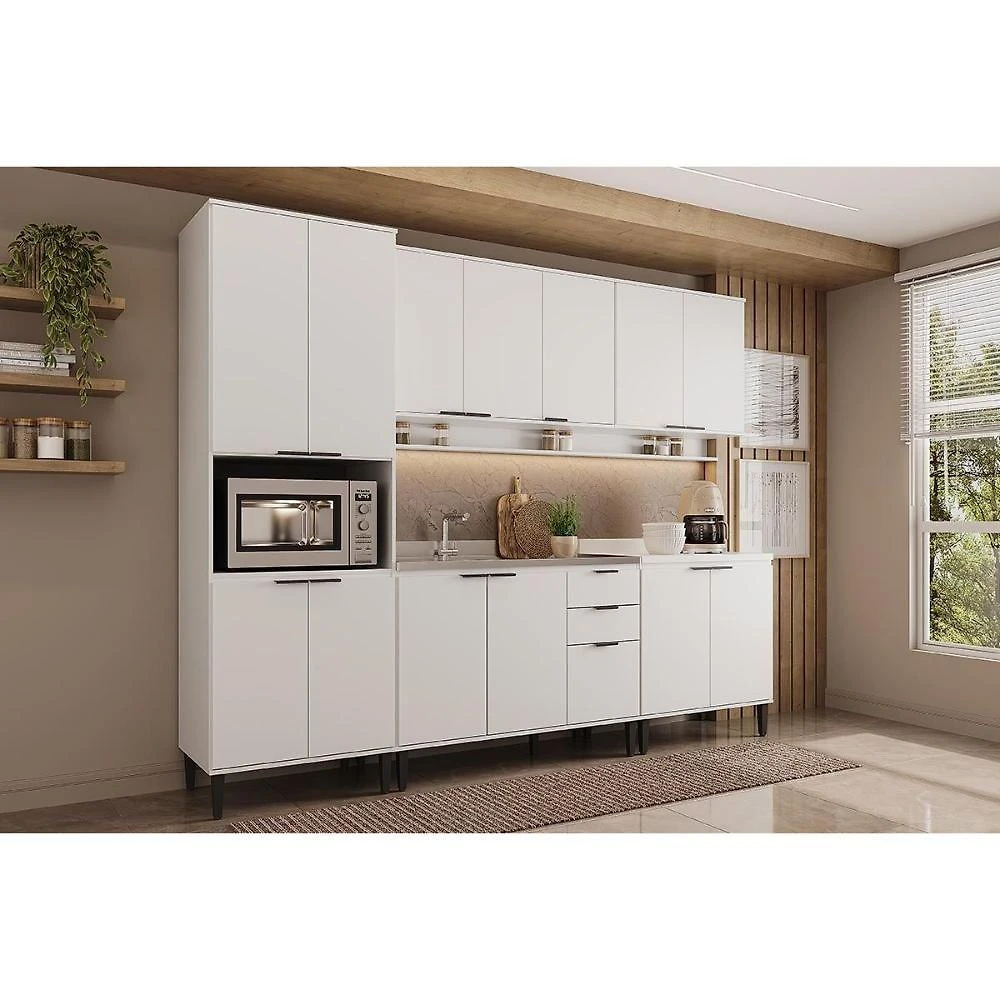 Cozinha Completa Alpha C5P129 5 Peças MDF-MDP Branco Móveis Carraro