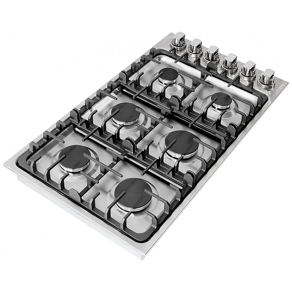 Cooktop a gás de embutir 91cm Cosmo inox 6 queimadores italianos selados grade em ferro fundido acendimento eletrônico 110V