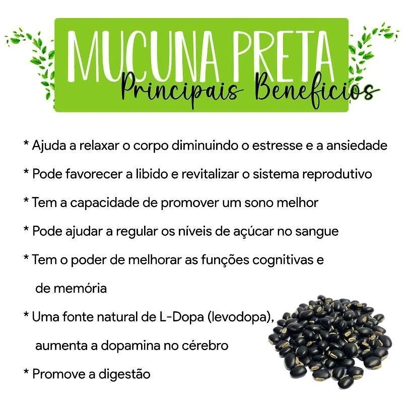 Miniatura Suplemento 100% Natural Mucuna Preta em Pó 500mg - 4 Potes