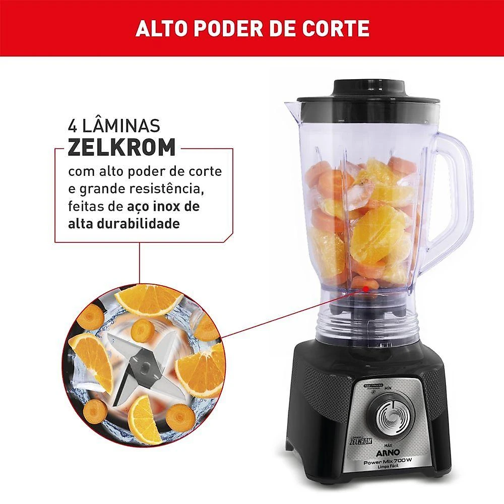 Liquidificador Power Mix Arno 700w Lq35 Preto 110V