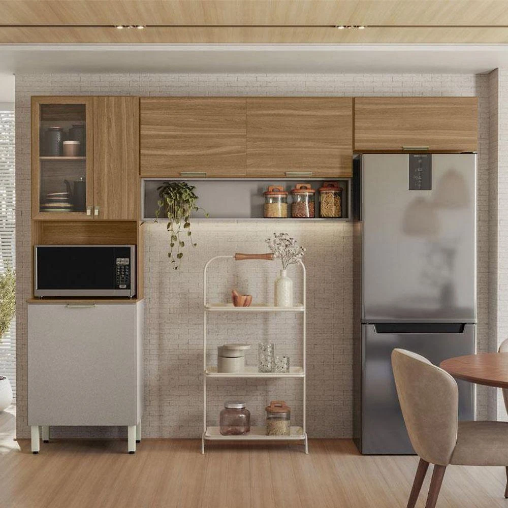 Kit Para Cozinha Compacta Ambiente Alba Amêndola Nude Prime Tx - Demóbile