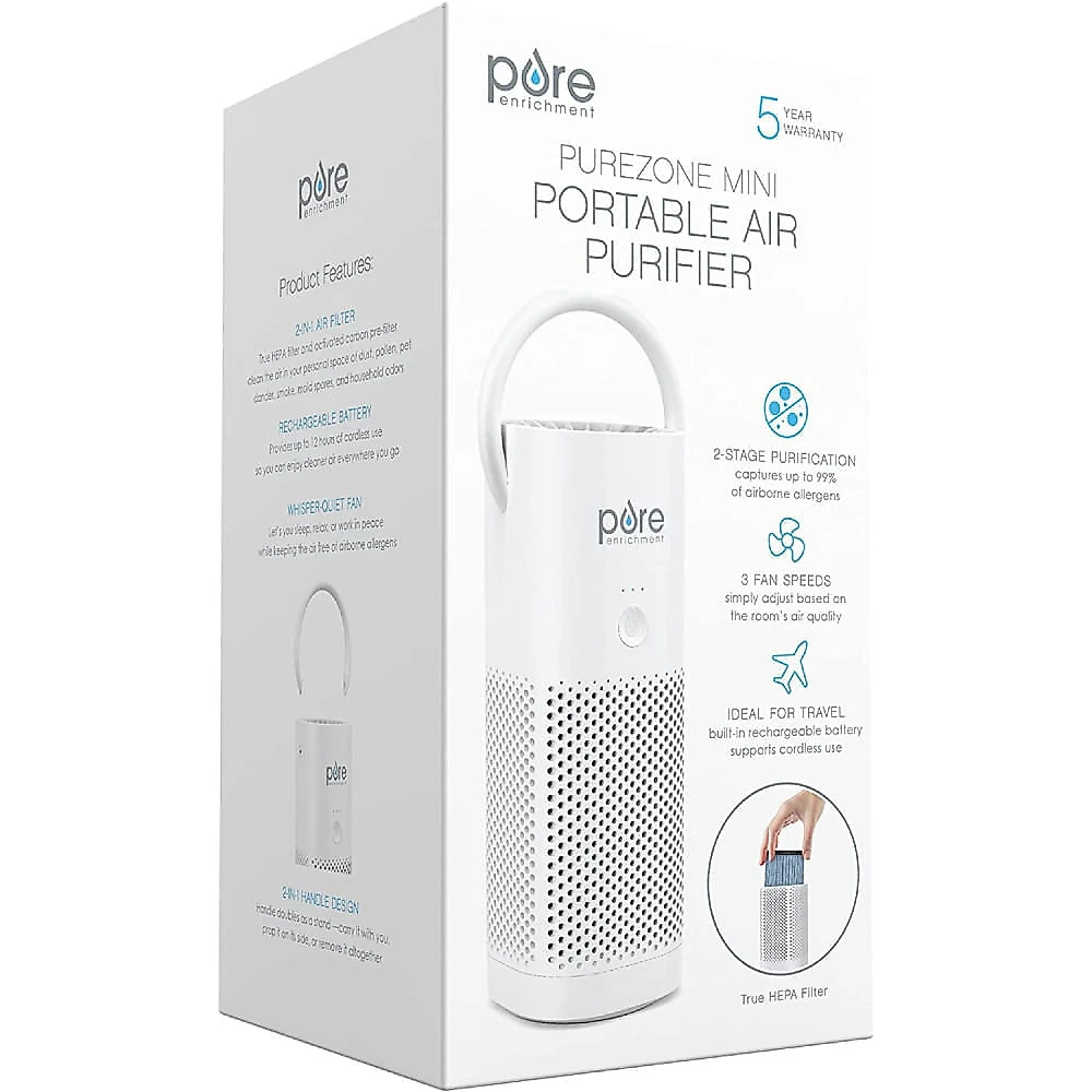Pure Enrichment Purificador de Ar 2 em 1 Automático com Filtro HEPA Área 9 m2 110V Branco