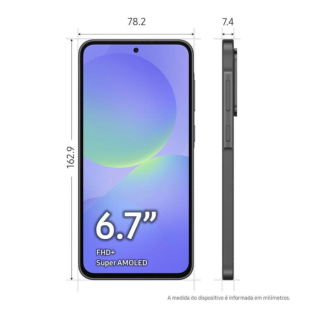 Smartphone samsung galaxy a36 5g preto 128gb, 6gb ram, câmera tripla até 50mp, tela super amoled 6.7", ip67, nfc, recursos ai e snapdragon 6 gen 3