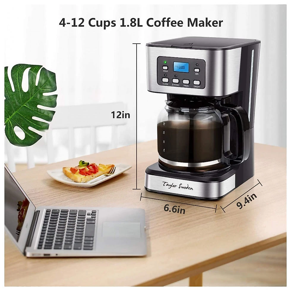 Cafeteira Elétrica Programável Taylor Swoden com Tela LCD e Desligamento Automático, 110V, Preta