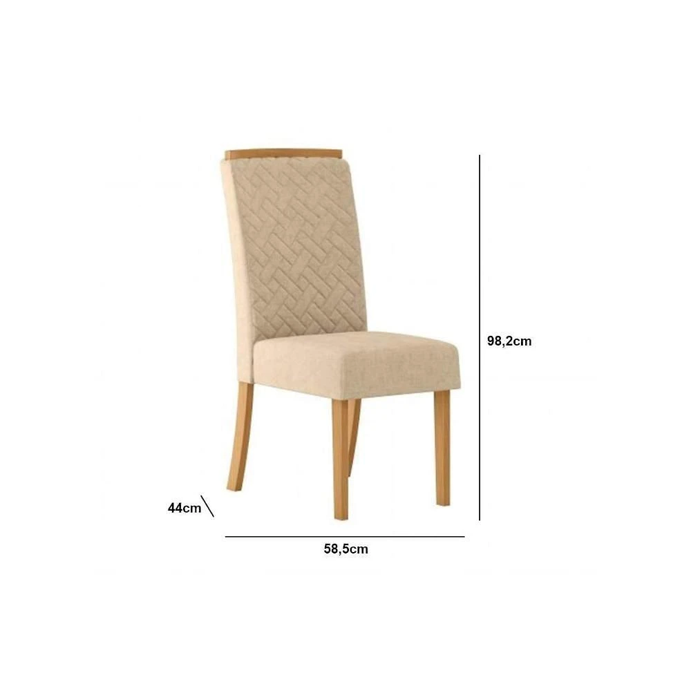 Miniatura Cadeira Sala De Jantar Malu Kit 6 Un Nature-veludo Light Linho