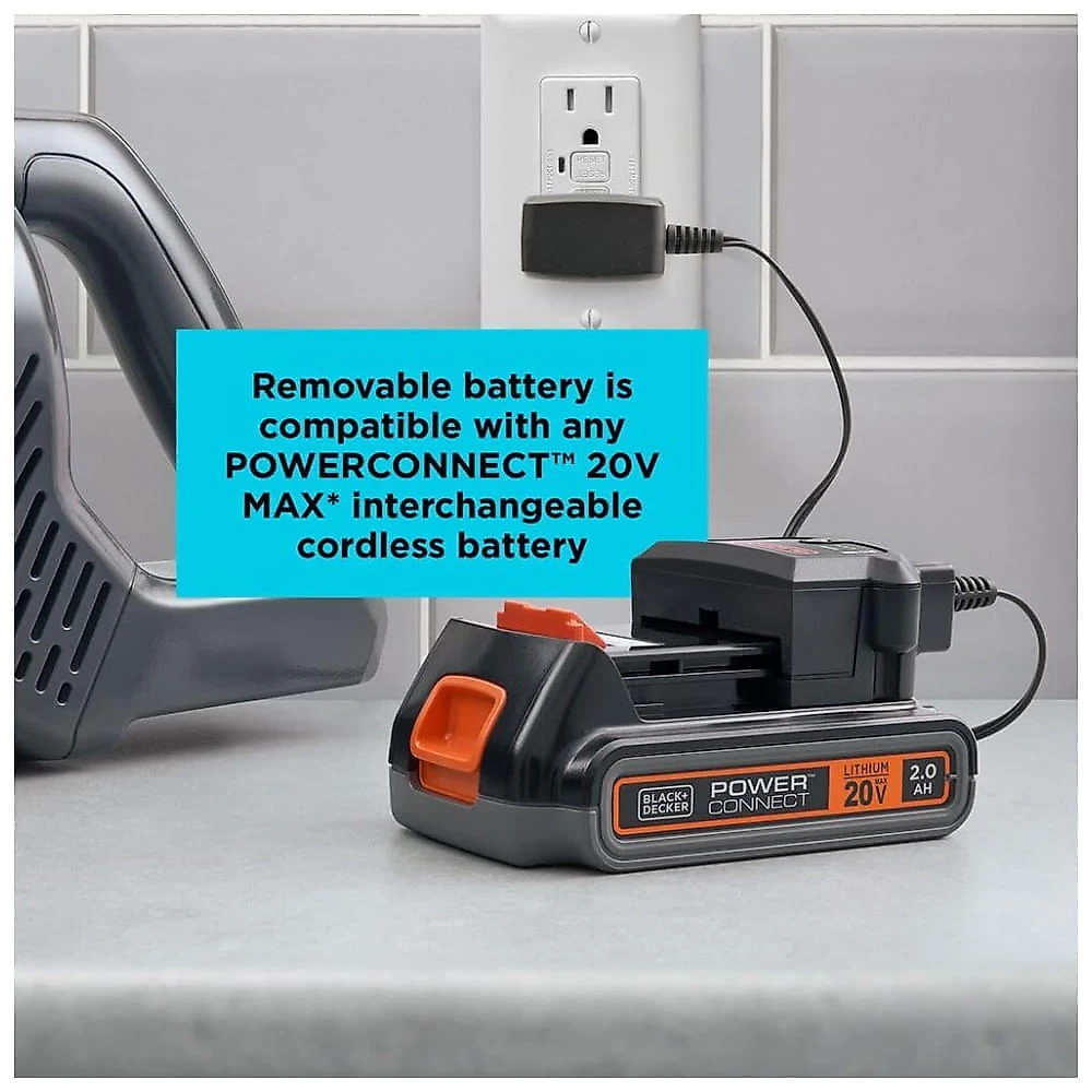 Aspirador de Pó Sem Fio BLACK+DECKER POWERSERIES 20V MAX, Bastão Recarregável com Luzes LED no Chão, Leve e Antiemaranhado