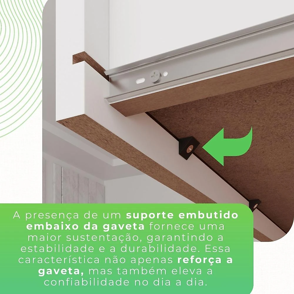 Guarda Roupa com Pés Casal 3 Portas 9 Gavetas Luana Branco