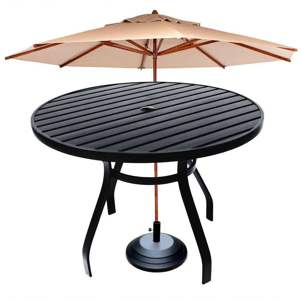 Mesa Aluminio Redonda 1,20m Sevilha área Piscina Jardim Cozinha + Guarda Sol Preto
