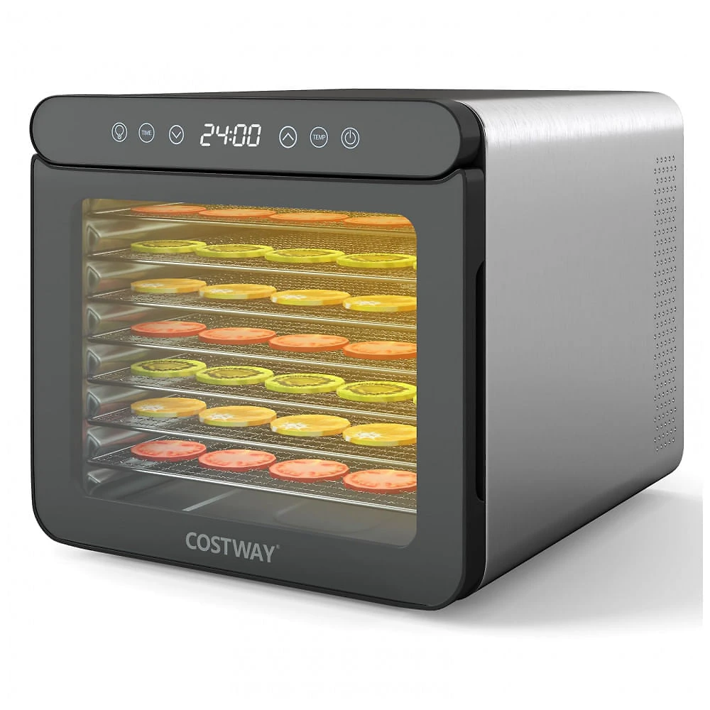 Desidratador de Alimentos Costway Prateado 7 Bandejas Aço Inox com Timer 24h 120V