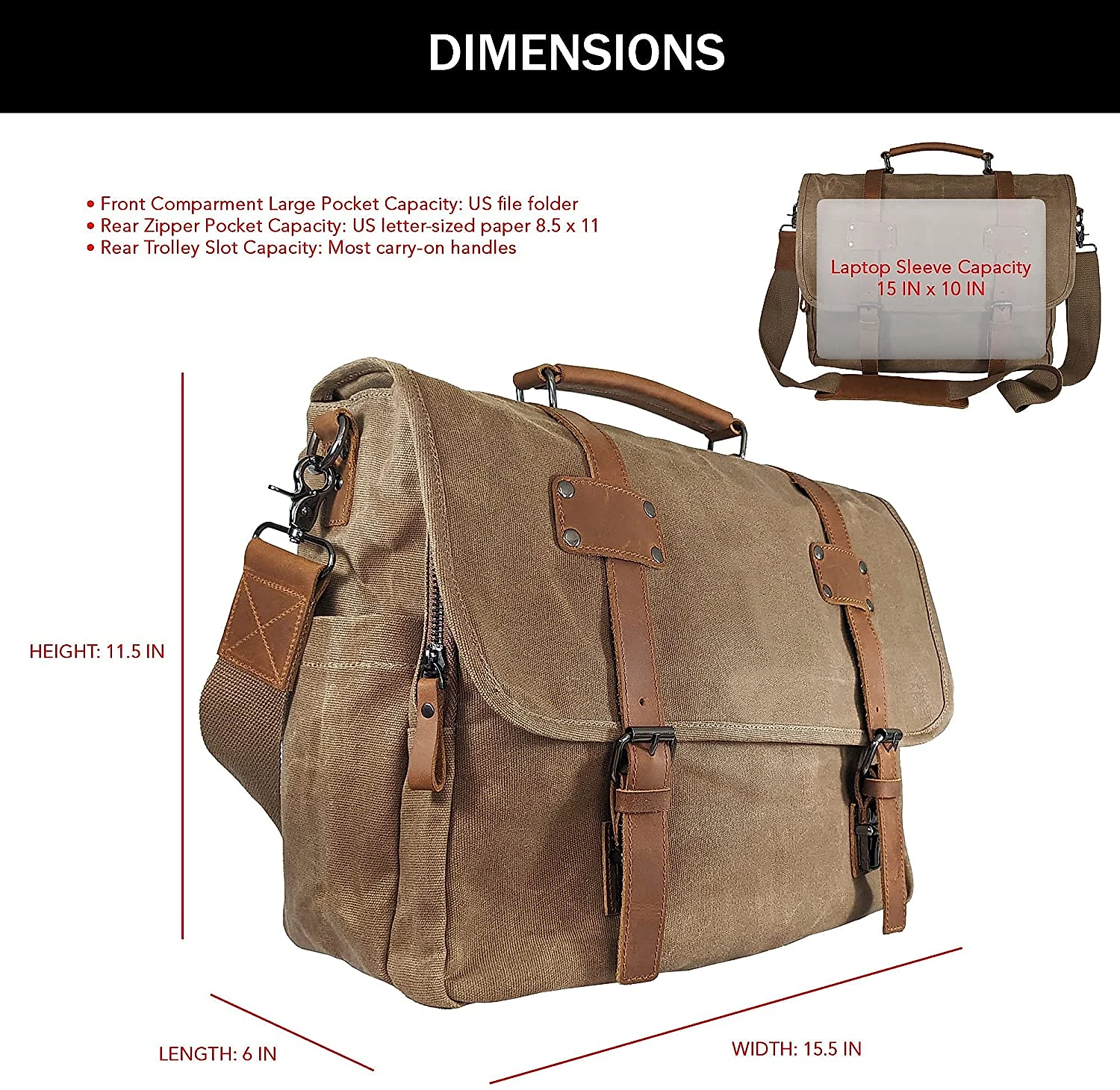 GUYTRENDz BolsaMaleta de Couro Masculina para Laptop 45 cm Marrom