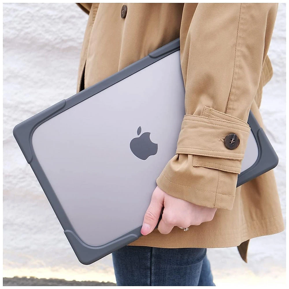 Capa Protetora Resistente a Choques para MacBook Air 13,6 polegadas - Modelo de Lançamento 2025 2024 2022 da Batianda, Cinza