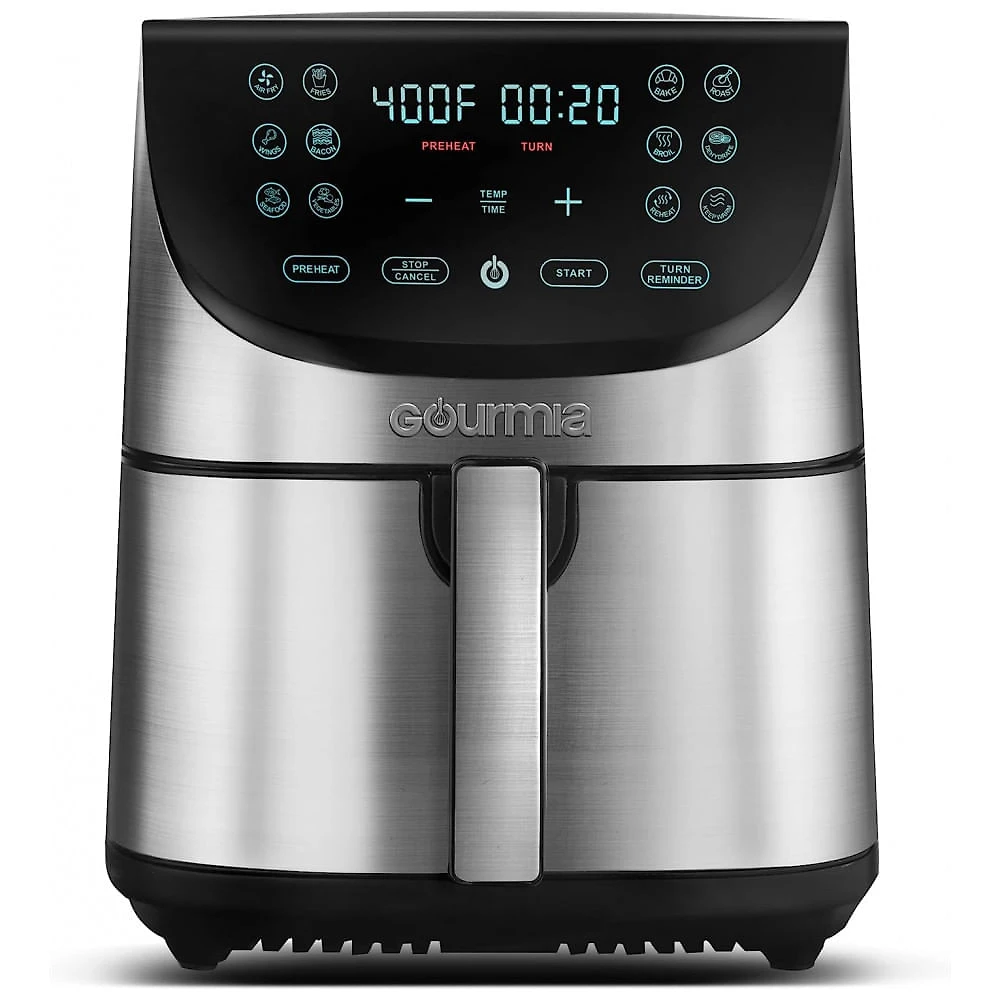 Air Fryer 8 Litros com Painel de Controle Digital, Aço Inoxidável, 1700W 110V, Gourmia, Prata