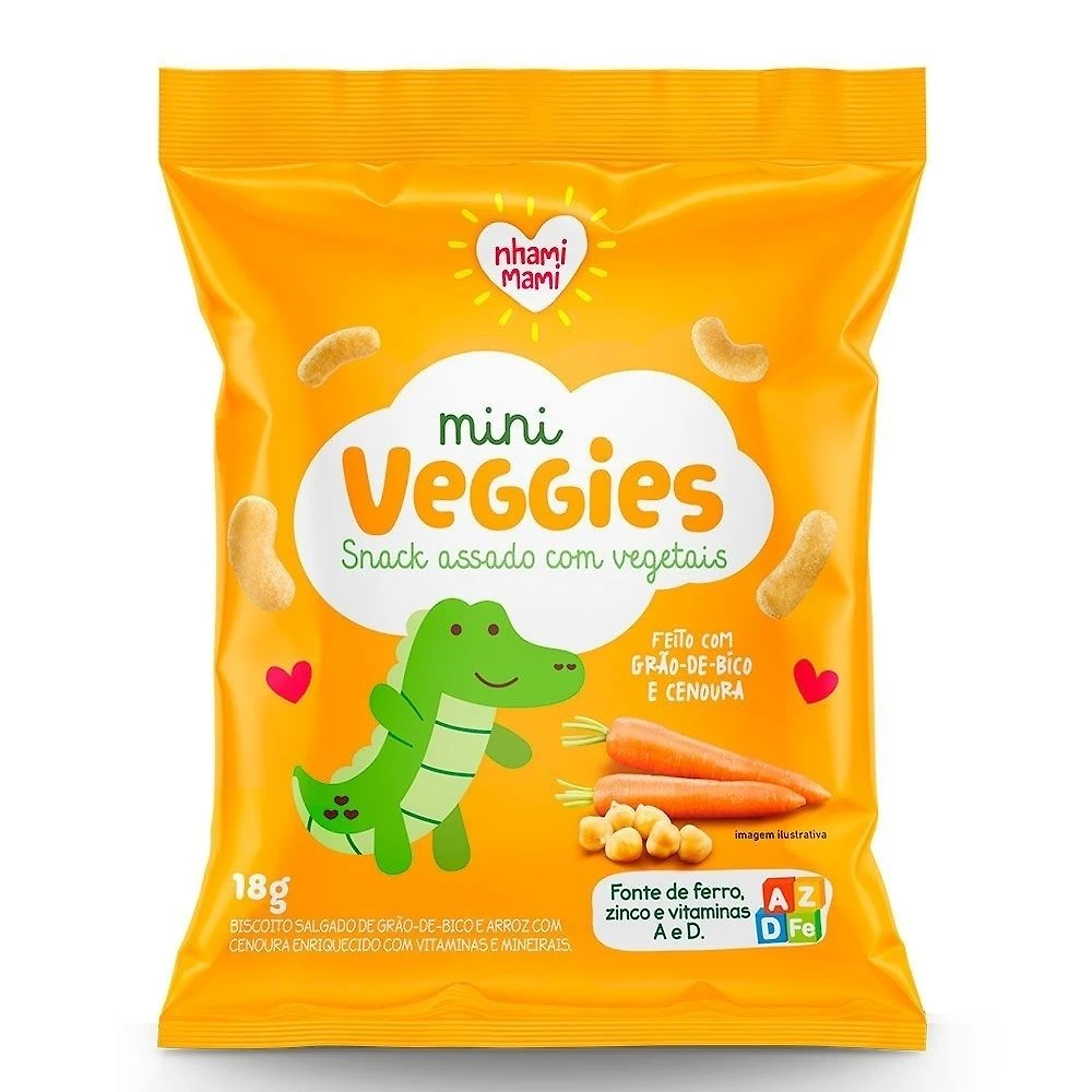 Biscoito Nhami Mami Mini Veggie Snack Grão de Bico e Cenoura 18g