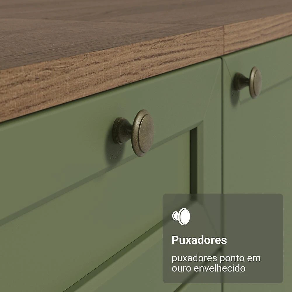Armário Aéreo 80 Cm 2 Portas Rustic/verde Vik Madesa Rustic/verde