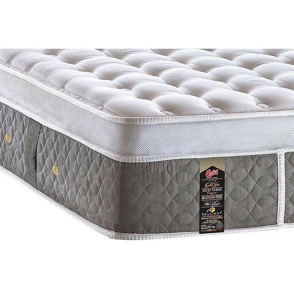 Cama Box Casal CRC Colchão Molas Ensacadas Light Plush Euro Pillow Cinza Castor