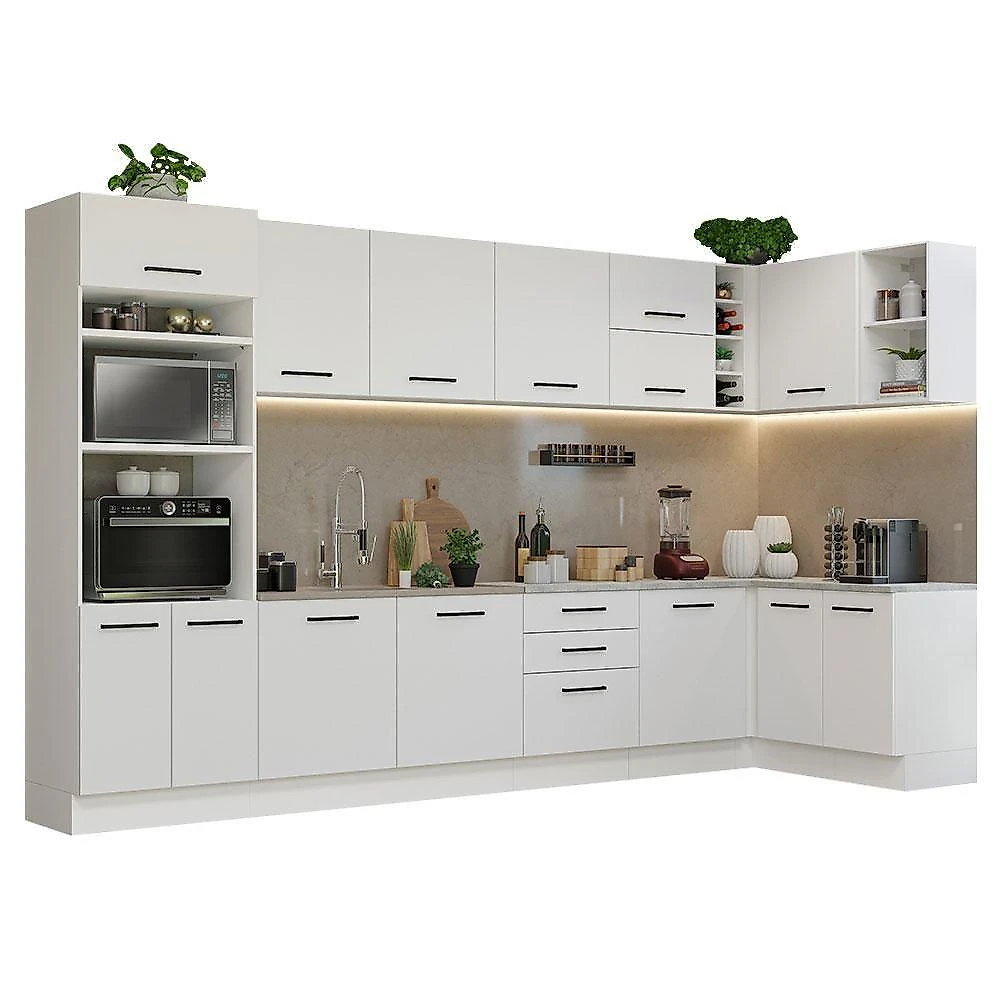 Armário De Cozinha Completa De Canto 499cm Branco Agata Madesa 01 Branco