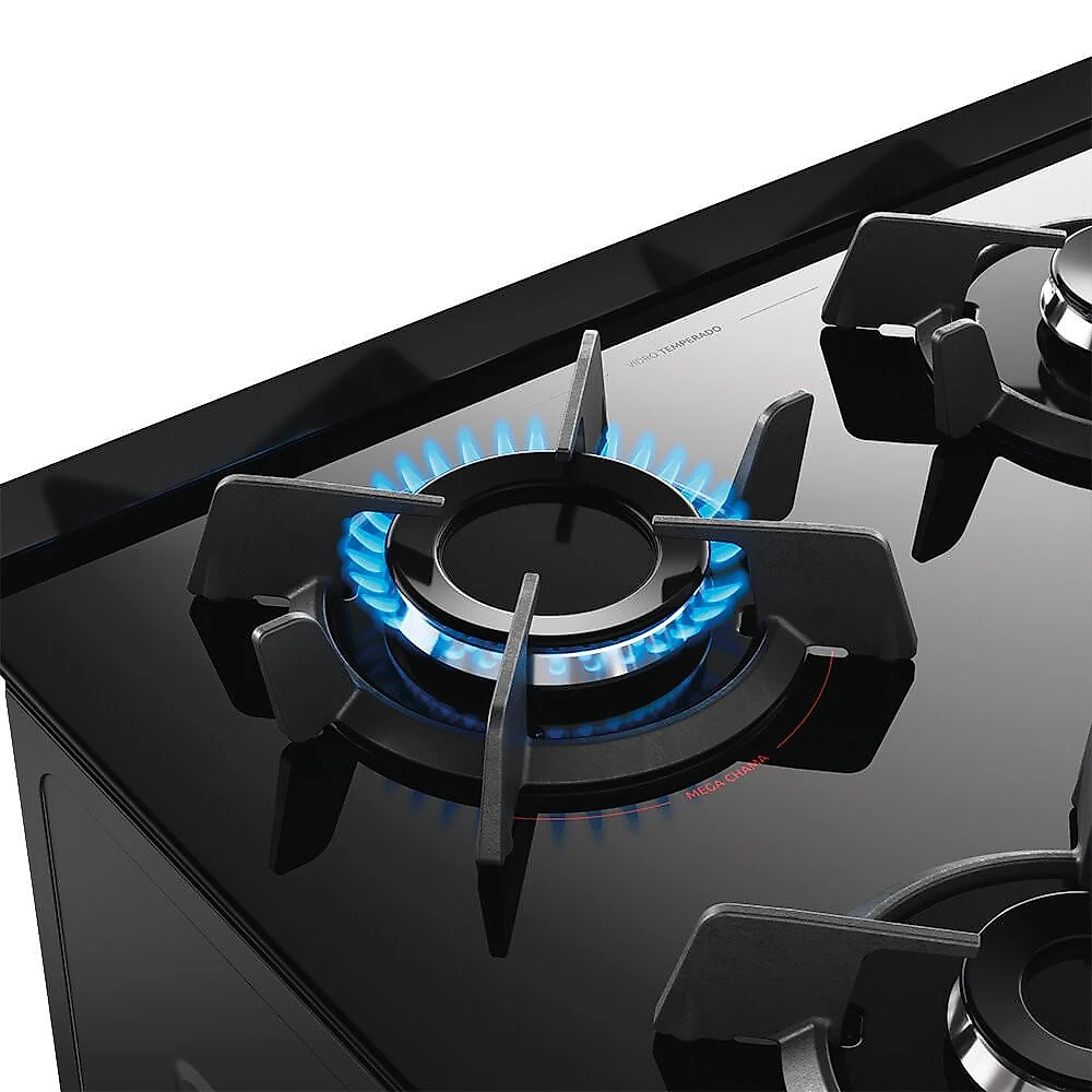 Fogão a Gás 4 Bocas Dako Novo Supreme Glass Mesa de Vidro Preto - Bivolt