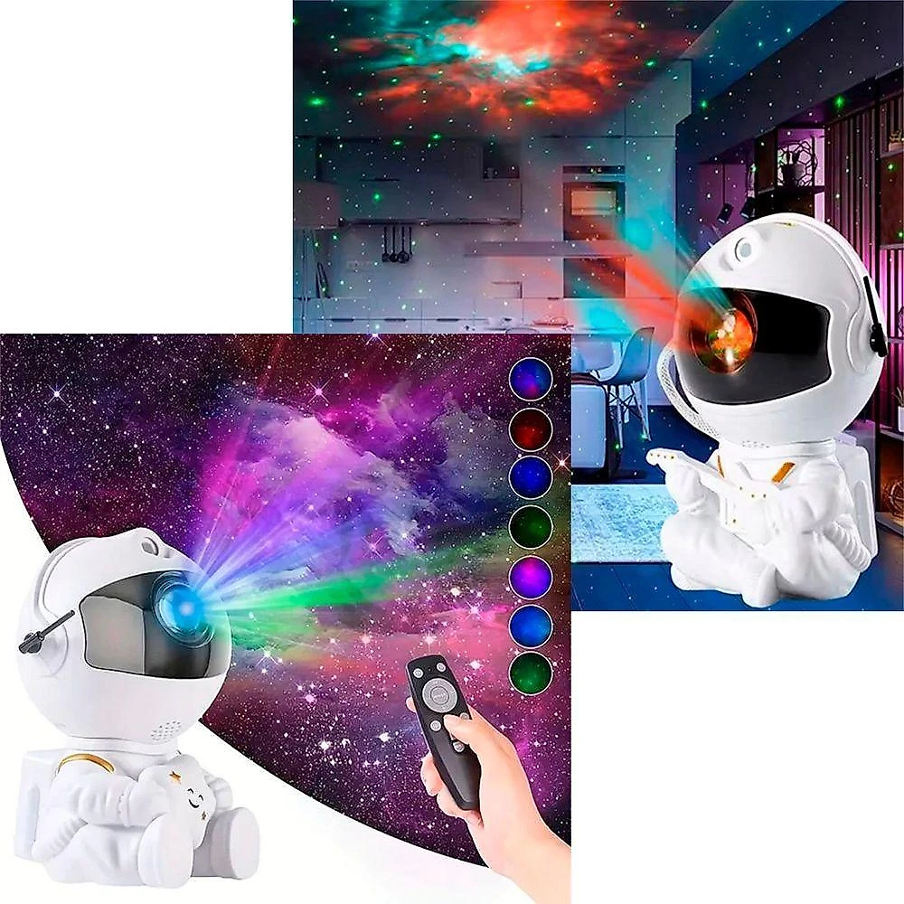 Projetor de Luz Decorativa Projetor Astronauta com Projeção de Nebulosa e Estrelas Branco 9CM