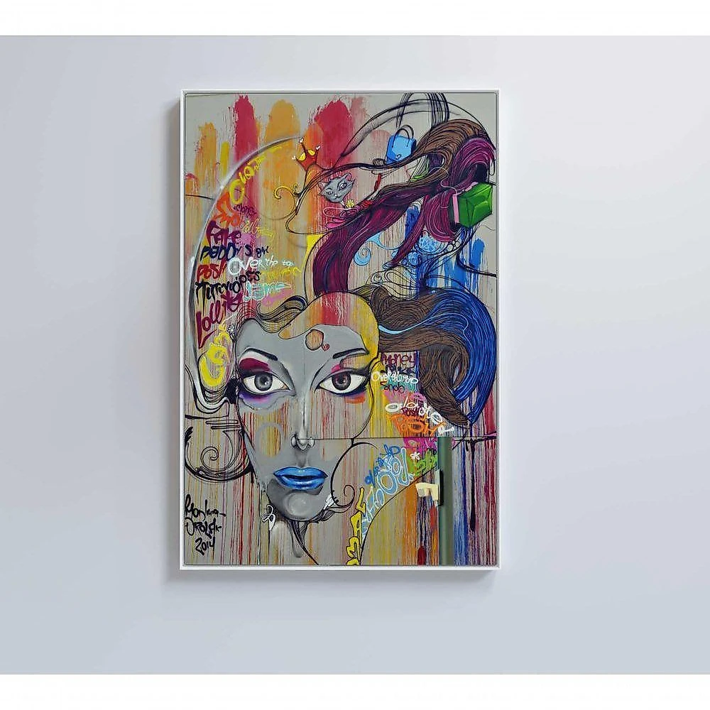 Quadro Grafite Mulher 80x120 Cm Tecido Canvas