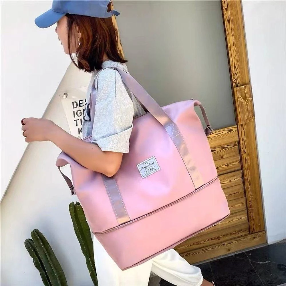 Bolsa de Viagem OEM Multifuncional em Tecido Oxford 28x42x22cm Rosa Unissex