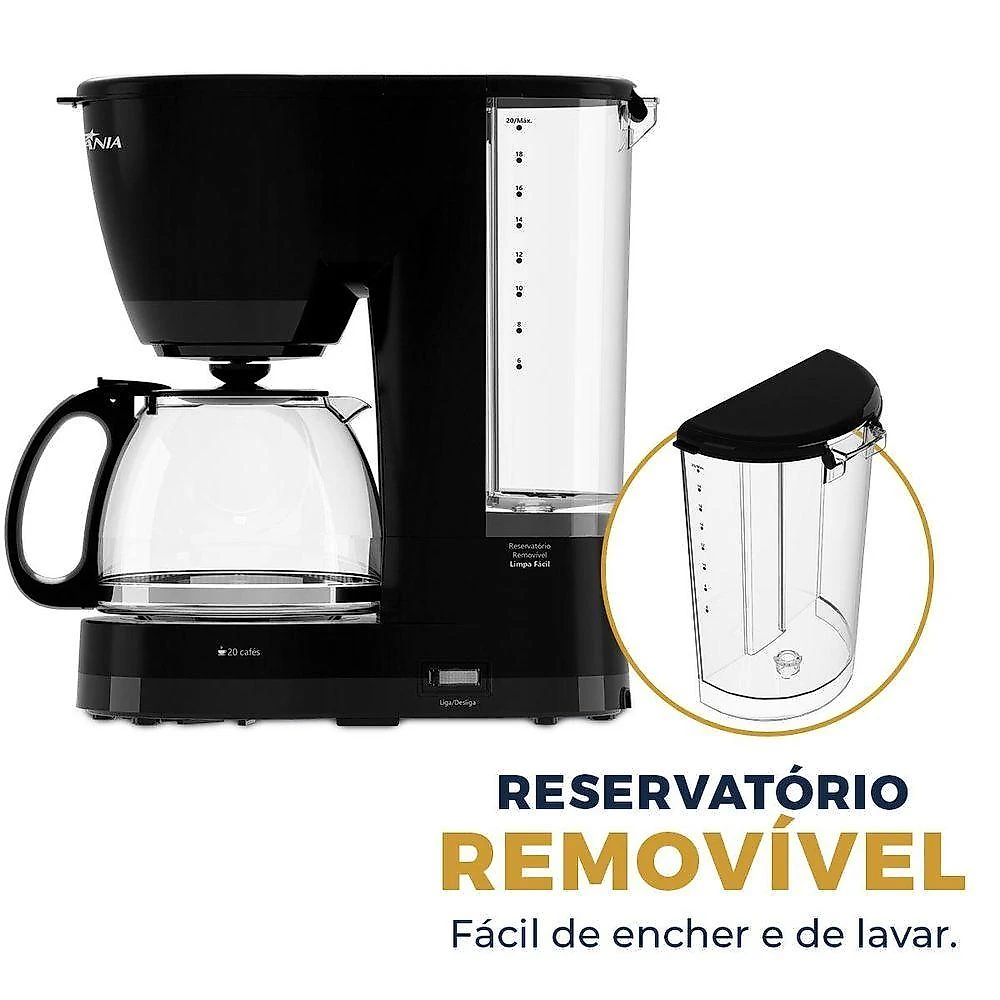 Cafeteira Britânia Jarra De Vidro 20 Cafés 800ml BCF20A 110V