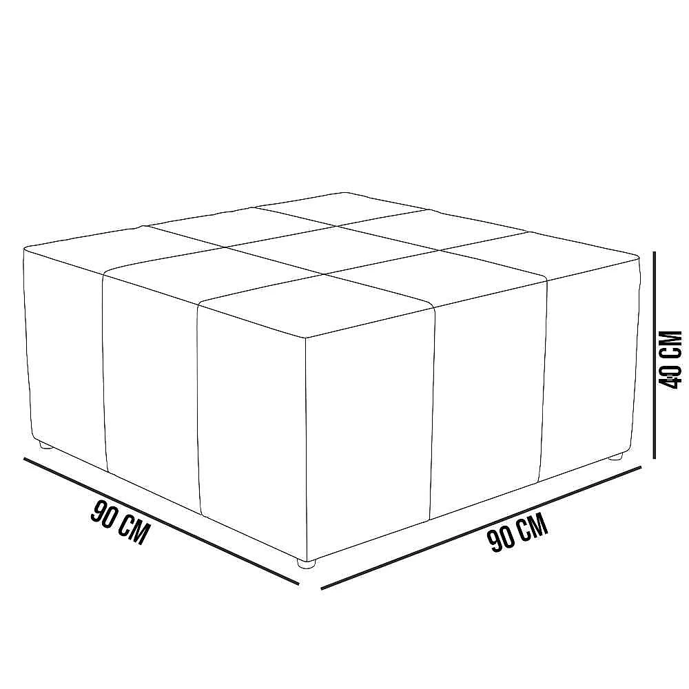 Kit 02 Puffs Decorativo Para Sala De Estar Quadrado Milano 90X90Cm W01 Bouclê Oliva