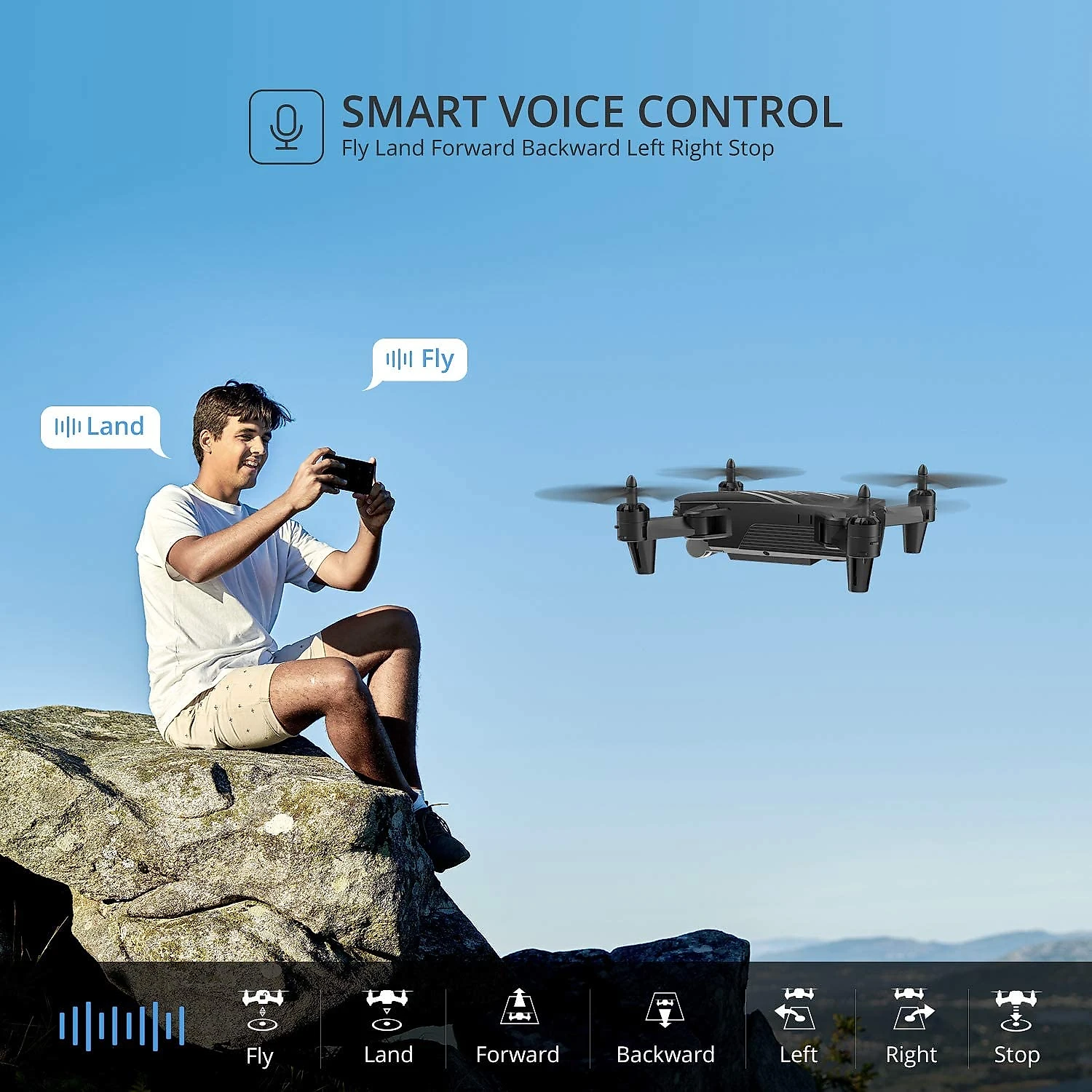 DEERC D20 Mini Drone com Câmera 720P HD 3D Controle Remoto para Crianças 2 Baterias Preto