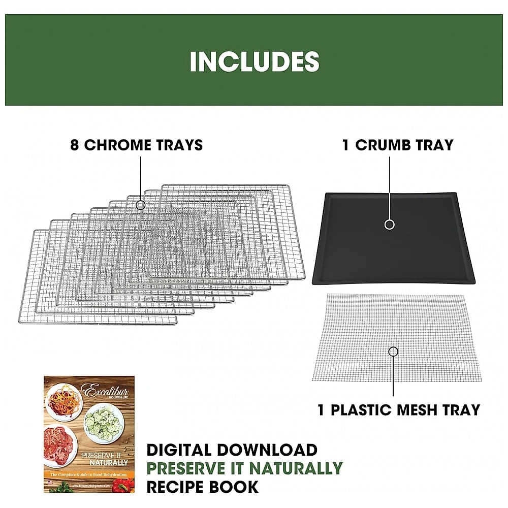 Desidratador Excalibur Food 8 Bandejas para Jerky, Frutas, Vegetais, Ervas, Petiscos para Animais