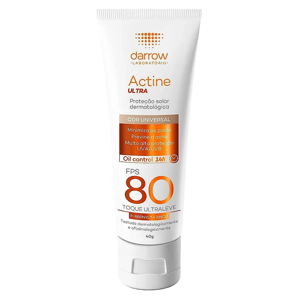 Protetor solar com cor darrow actine solar fps 80 40g