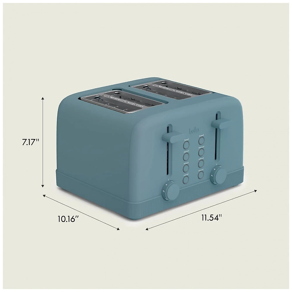 BELLA Torradeira 4 Fatias com 6 Ajustes de Tostagem, Funções Aquecer, Cancelar e Descongelar, Bandeja de Migalhas Removível, 900 Watts - Cor Surf