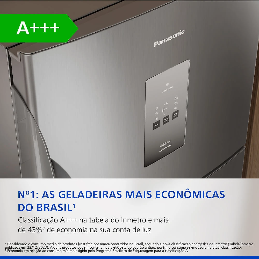 Geladeira Panasonic Duplex Frost Free 483L A+++ Aço Escovado - NR-BT71PV5X 110v