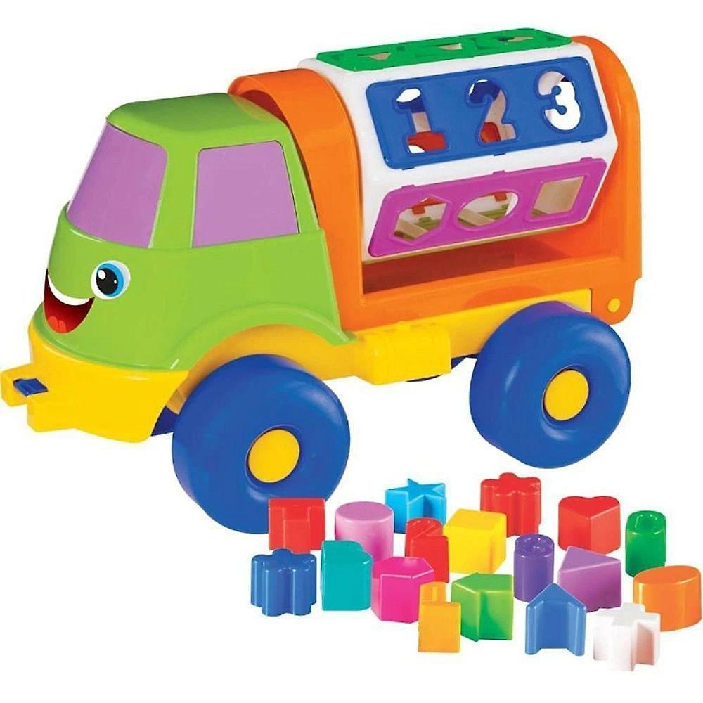 Brinquedo Educativo Caminhão Sorriso com Puxador e Encaixe Mercotoys
