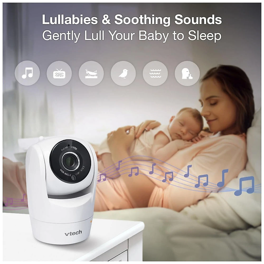 Babá Eletrônica Inteligente VTech com 2 Câmeras WiFi, Tela IPS HD de 12 cm, Visão Noturna, Sons Relaxantes e Aplicativo Gratuito - VM9012HD