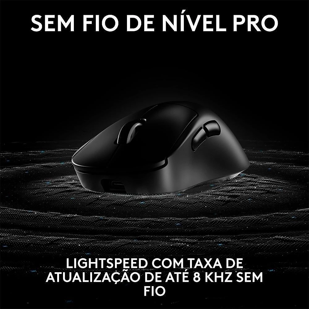 Mouse Gamer Sem Fio Logitech G Pro X Superlight 2 DEX, Lightspeed, 44.000 DPI, Design Assimétrico para Destros, Preto- 910-007356