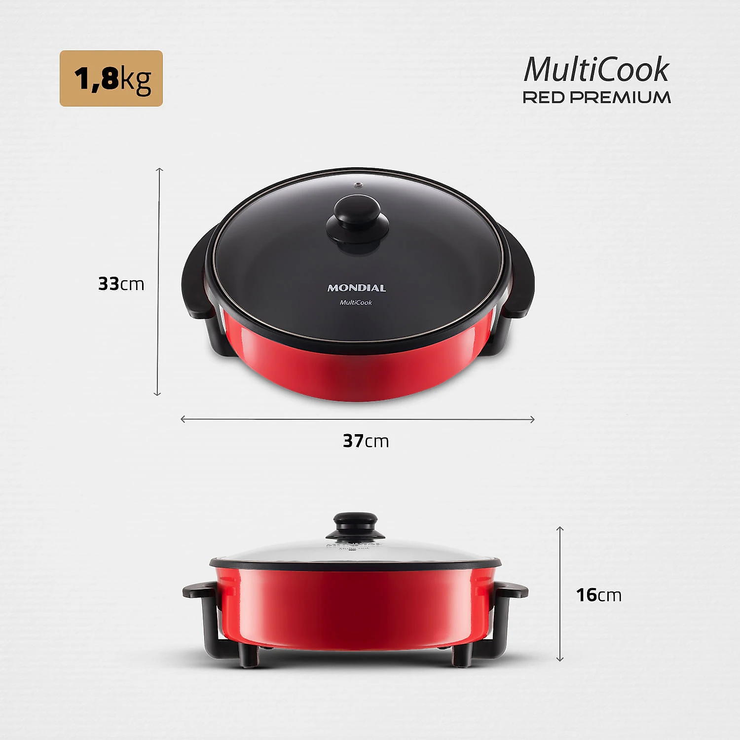 Panela Elétrica Mondial Multicook Red PE-28 PANELA ELETRICA GRILL-127V-VERMELHO