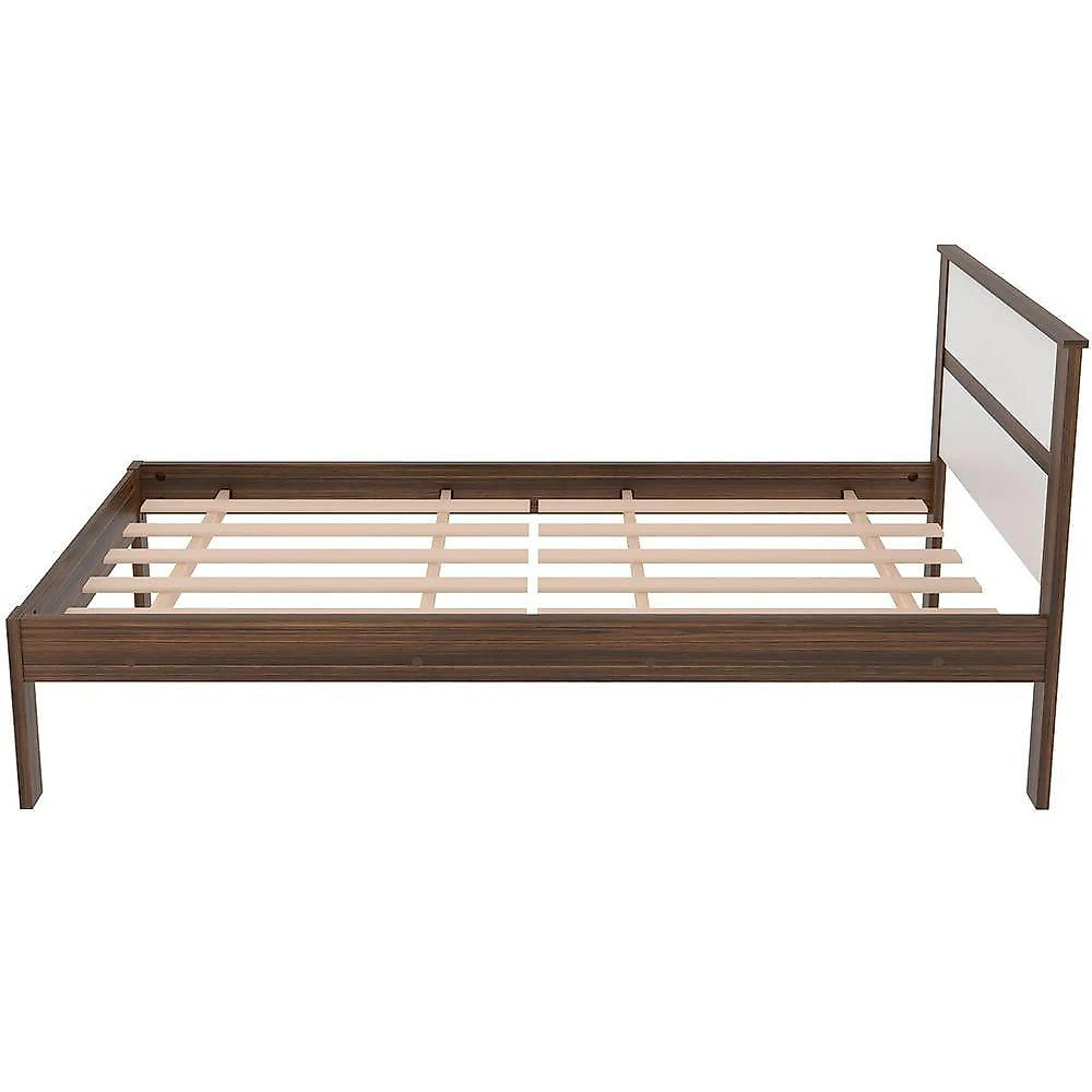Cama Solteiro com Cabeceira Fernanda Moderna MDP BP Nogal e Branco Tecnomobili
