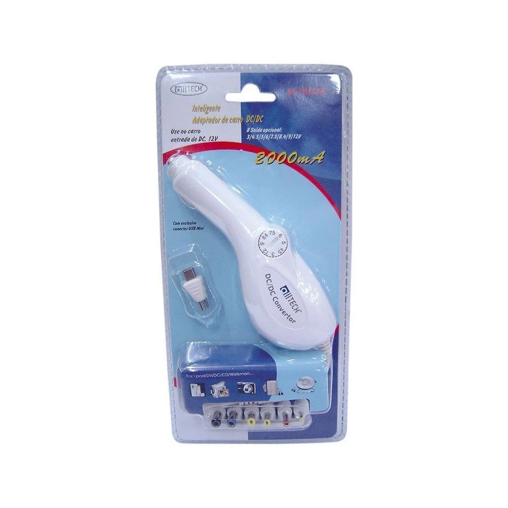 Fonte Adaptadora Automotiva Universal Alltech DC-DC 12V 2A com 8 Saídas para Dispositivos