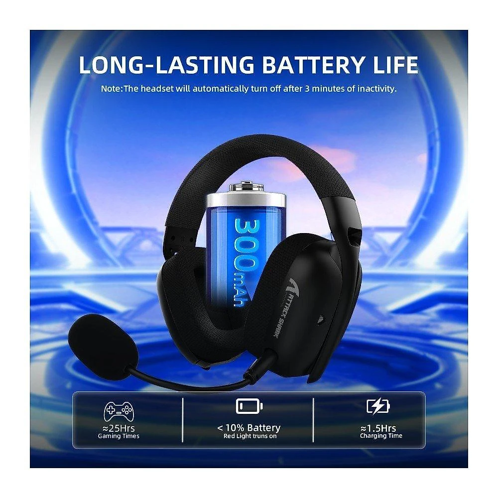 Headset Gamer Sem Fio Attack Shark L80 Pro, Bluetooth, Som Surround 7.1, Preto - L80PRO