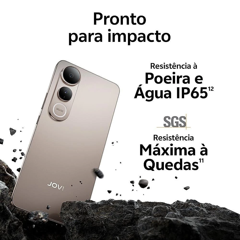 Smartphone jovi v50 lite 5g eclipse 256gb, 8gb ram, dimensity 6300, tela amoled 6.77" 120hz, câmera traseira 50mp, android 15 e ip65