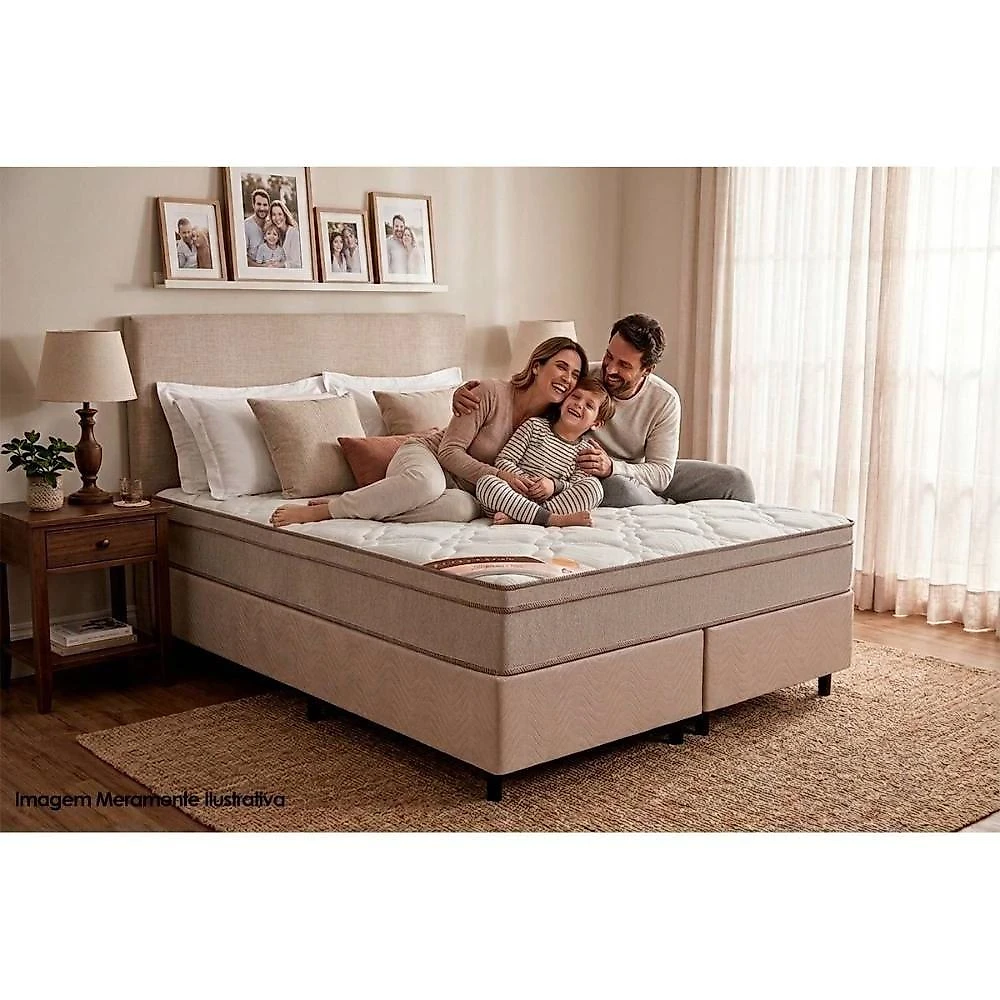 Cama Box King Suede Clean Euro Pillow Molas Bonnel Bege a Costa Rica