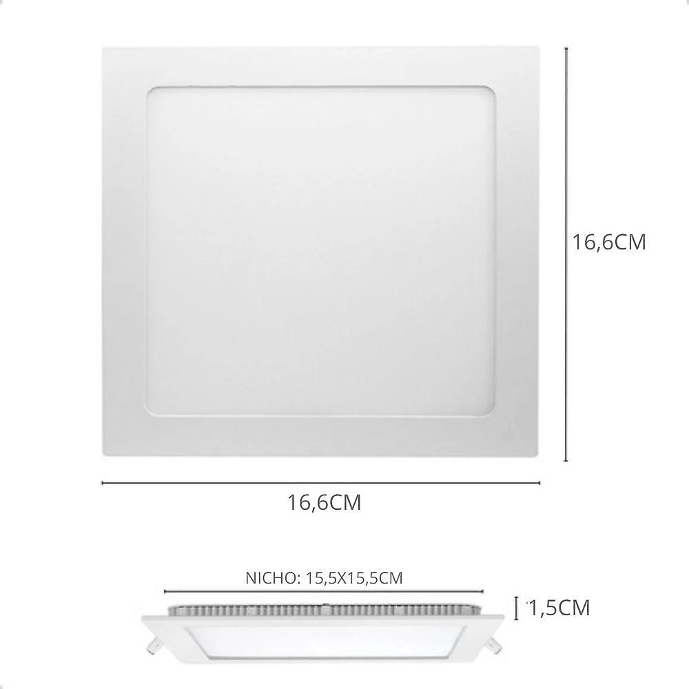 Kit 10 Painel De Led Quadrado Embutir 12w Bivolt Taschibra 6500k Frio