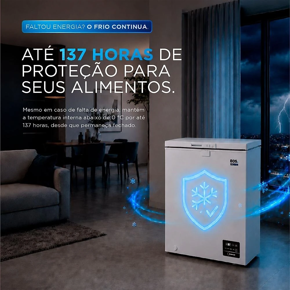 Freezer e Conservador Horizontal EOS 155 Litros Digital Tripla Ação Max Inverter Branco EFH151IDX Bivolt