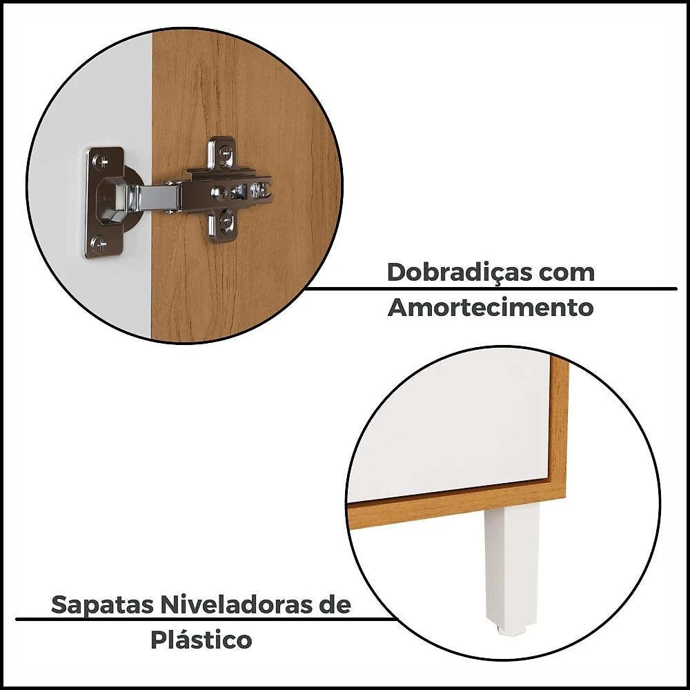 Torre Quente 70cm 4 Portas Cozinha Milão Freijó Rocks / Branco Ártico
