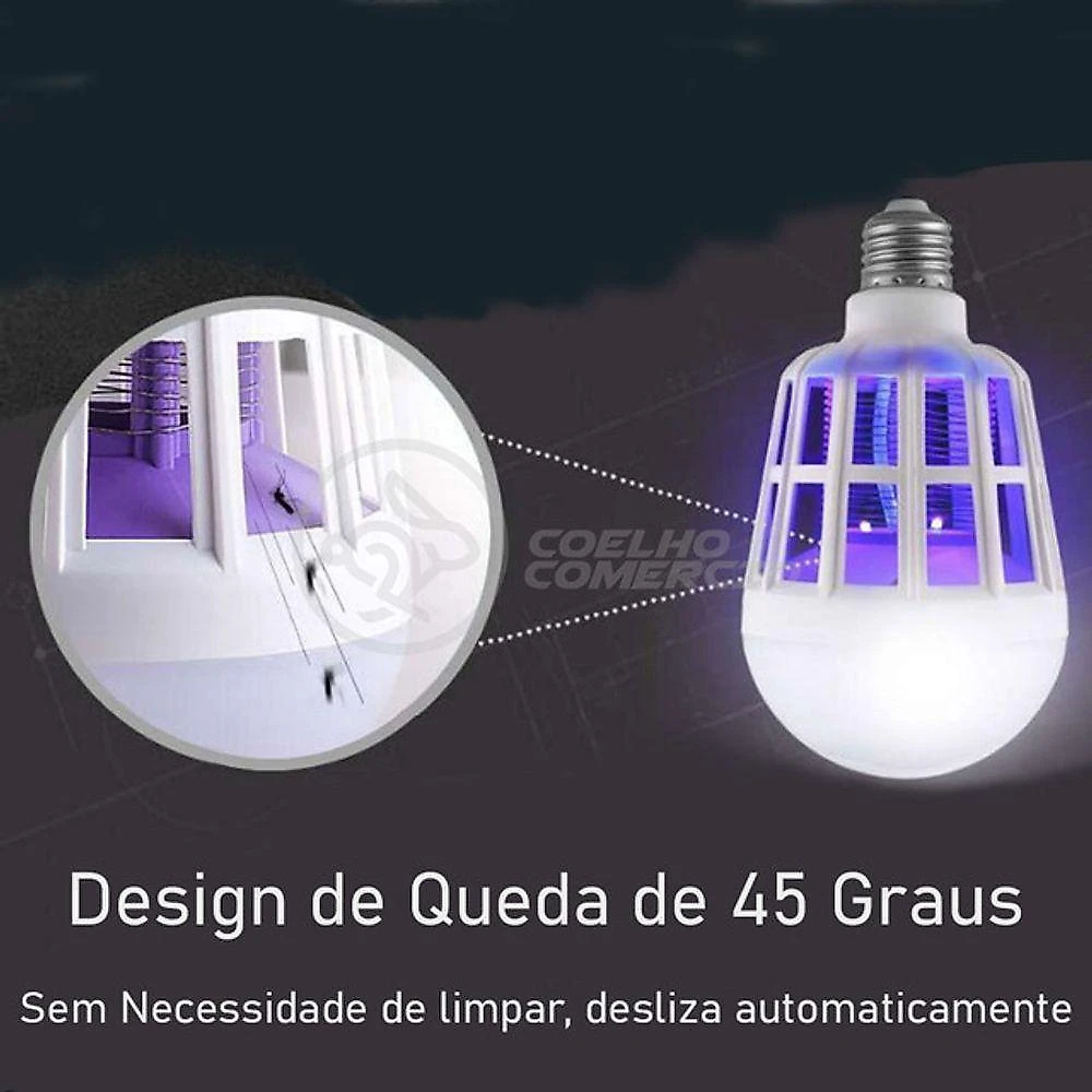 Lâmpada Luz Led Branco 15w Atrai Choque Mosquito