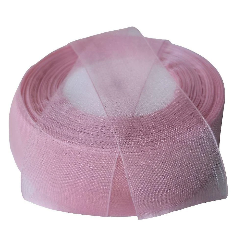 Fita de Organza Voal Premium 38mm Rosê com 10 Metros para Artesanato OEM
