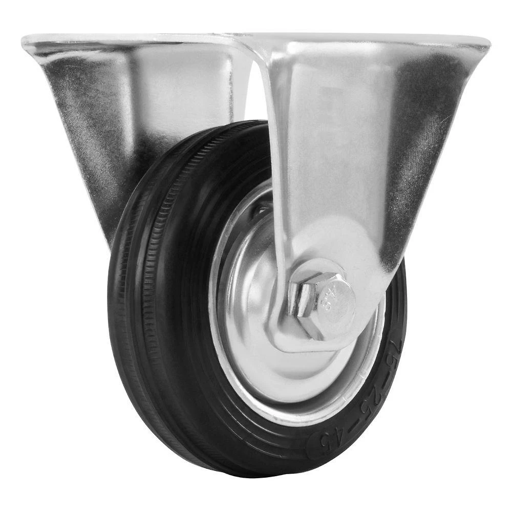 Rodízio Borracha Preto Fixo 3pol 75mm 45kg Sem Freio Mtx