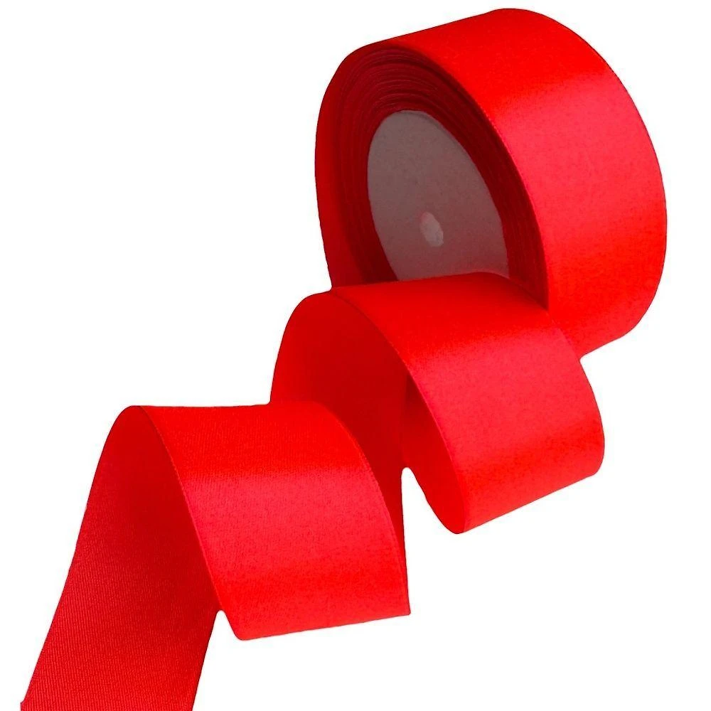 Fita de Cetim Nº 9 em Cetim 38mm Vermelho Fluorescente Rolo 45m OEM